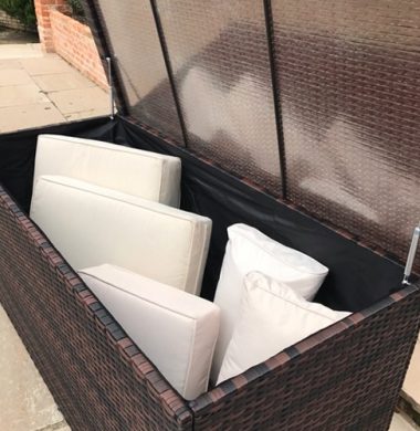 Waterproof Covers Storage Boxes Rattan Warehouse Ltd Chest Style Cushion Storage Box In Black Brown Mix Weave
